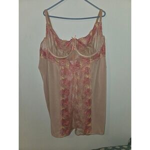 Torrid Curve Beige Floral Embroidered Mesh Underwire Chemise Lingerie Size 6